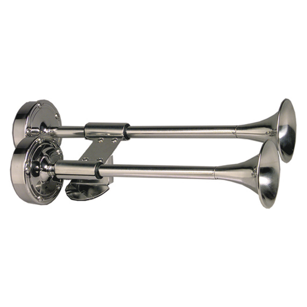 Schmitt Marine Deluxe All-Stainless Shorty Dual Trumpet Horn - 12V [10012]
