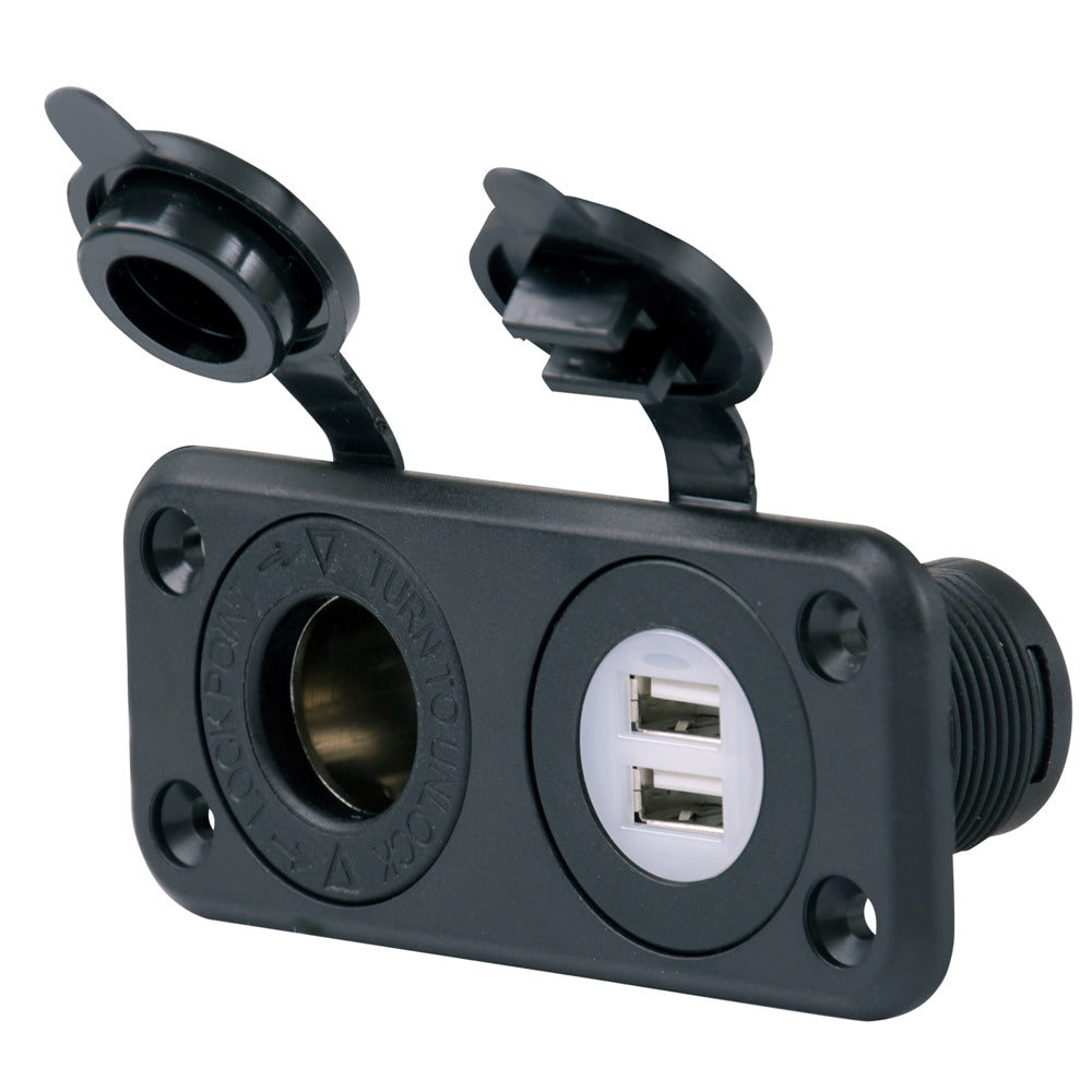 Marinco SeaLink Deluxe Dual USB Charger & 12V Receptacle [12VCOMBO]