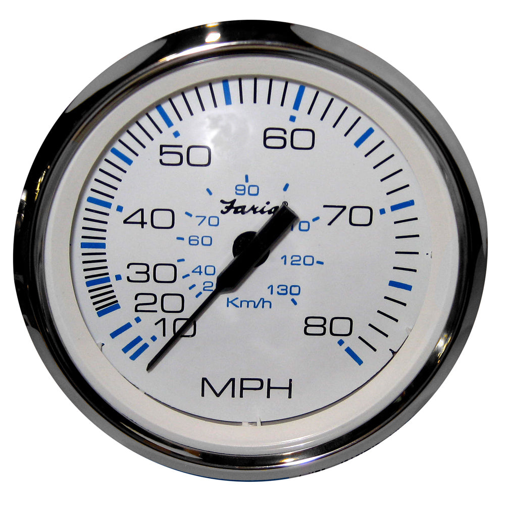 Faria Chesapeake White SS 4" Speedometer - 80MPH (Pitot) [33819]