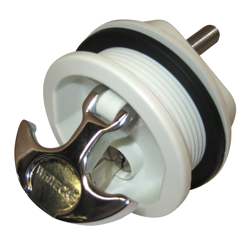 Whitecap T-Handle Latch - Chrome Plated Zamac/White Nylon - Locking - Freshwater Use Only [S-226WC]