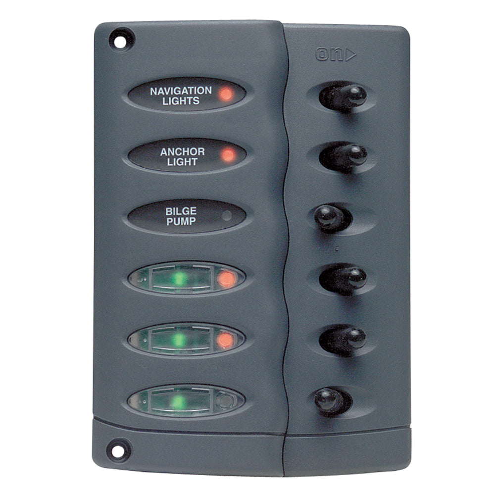 Marinco Contour Switch Panel - Waterproof 6 Way w/Fuse Holder [CSP6-F]