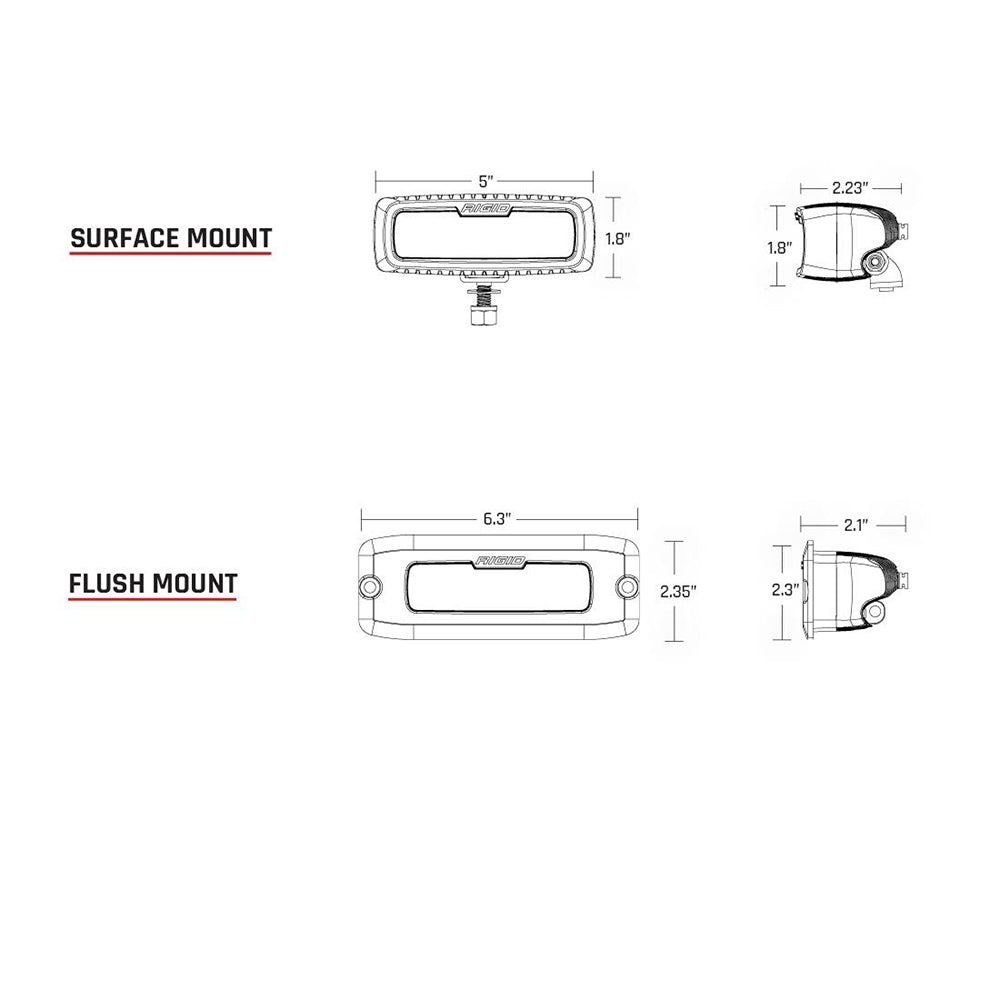 RIGID Industries SR-Q PRO Back Light Kit - Flush Mount Diffused - Pair - Black [980033]