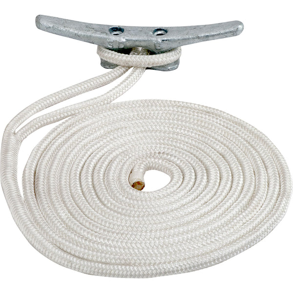 New England Ropes 3/8 Double Braid Dock Line - White - 15