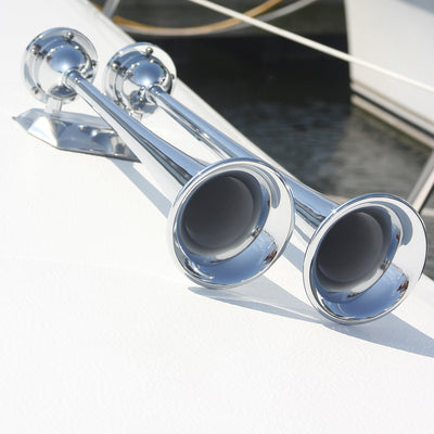 Marinco 12V Chrome Plated Dual Trumpet Air Horn [10106]
