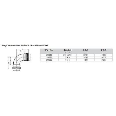 Viega ProPress 2-1/2" - 90 Copper Elbow - Double Press Connection - Smart Connect Technology [20623]