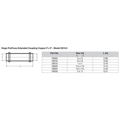 Viega ProPress 1-1/2" Extended Coupling w/o Stop - Double Press Connection - Smart Connect Technology [79025]