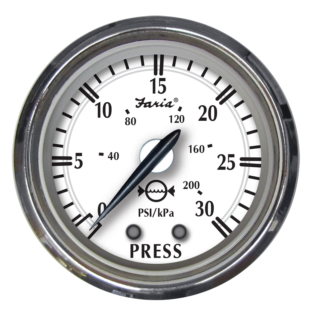 Faria Newport SS 2" Water Pressure Gauge Kit - 0 to 30 PSI [25008]