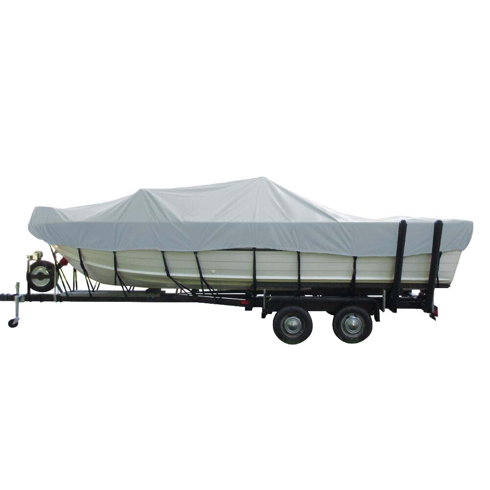 Carver Poly-Flex II Wide Series Styled-to-Fit Boat Cover f/18.5 Aluminum V-Hull Sterndrive Boats with Walk-Thru Windshield - Grey [72418F-10]