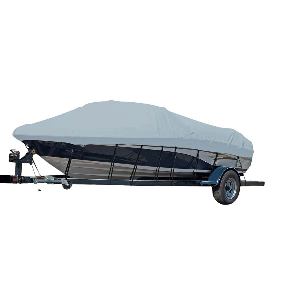 Carver Sun-DURA Styled-to-Fit Boat Cover f/16.5 Sterndrive V-Hull Runabout Boats (Including Eurostyle) w/Windshield and Hand/Bow Rails - Grey [77116S-11]
