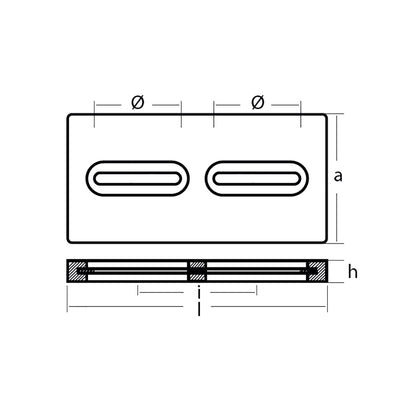 Tecnoseal Rectangular Zinc Plate Anode w/Inserts - 12" x 6" x 1" [TEC-DIVERSD]